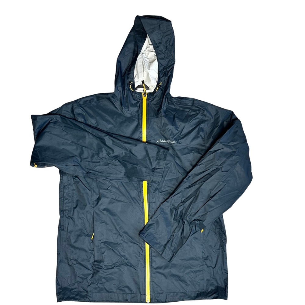 Eddie Bauer Dark Blue Jacket with Bright Yellow Accents